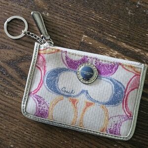 Coach Rainbow Signature Card ID Coin Holder